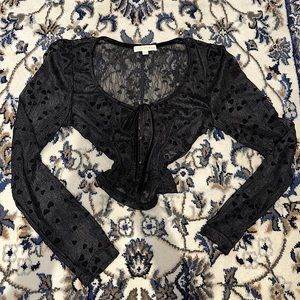 Mesh Heart Longsleeve Cropped Bustier Top